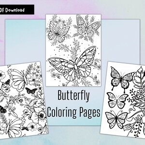 6 pages à colorier imprimables papillon, page de coloriage pdf, pages de couleur pour adultes, pages de coloriage imprimables adultes, belles pages