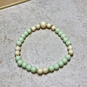 Mint green & white bracelet with gold accents