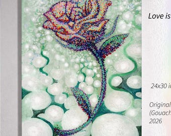 Liefde is onvoorwaardelijk - origineel - roosimpressionistisch schilderij