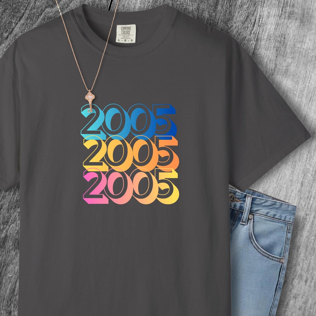 Anniversary 2005 Retro Stacked Numbers T-shirt Vintage Colorful Birth ...