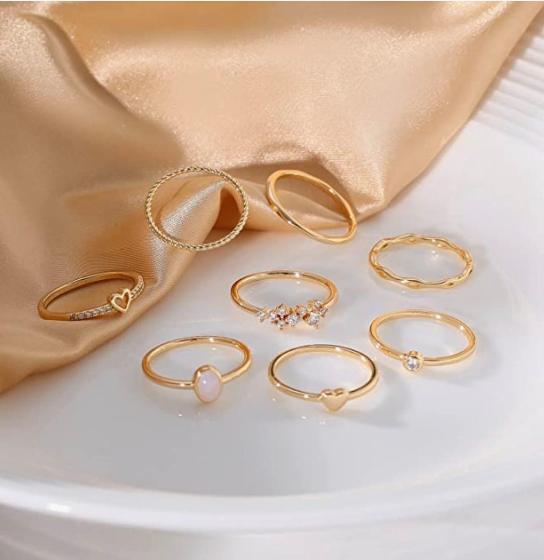 Pack of Eight 14k GOLD Stackable Rings for Women - Etsy