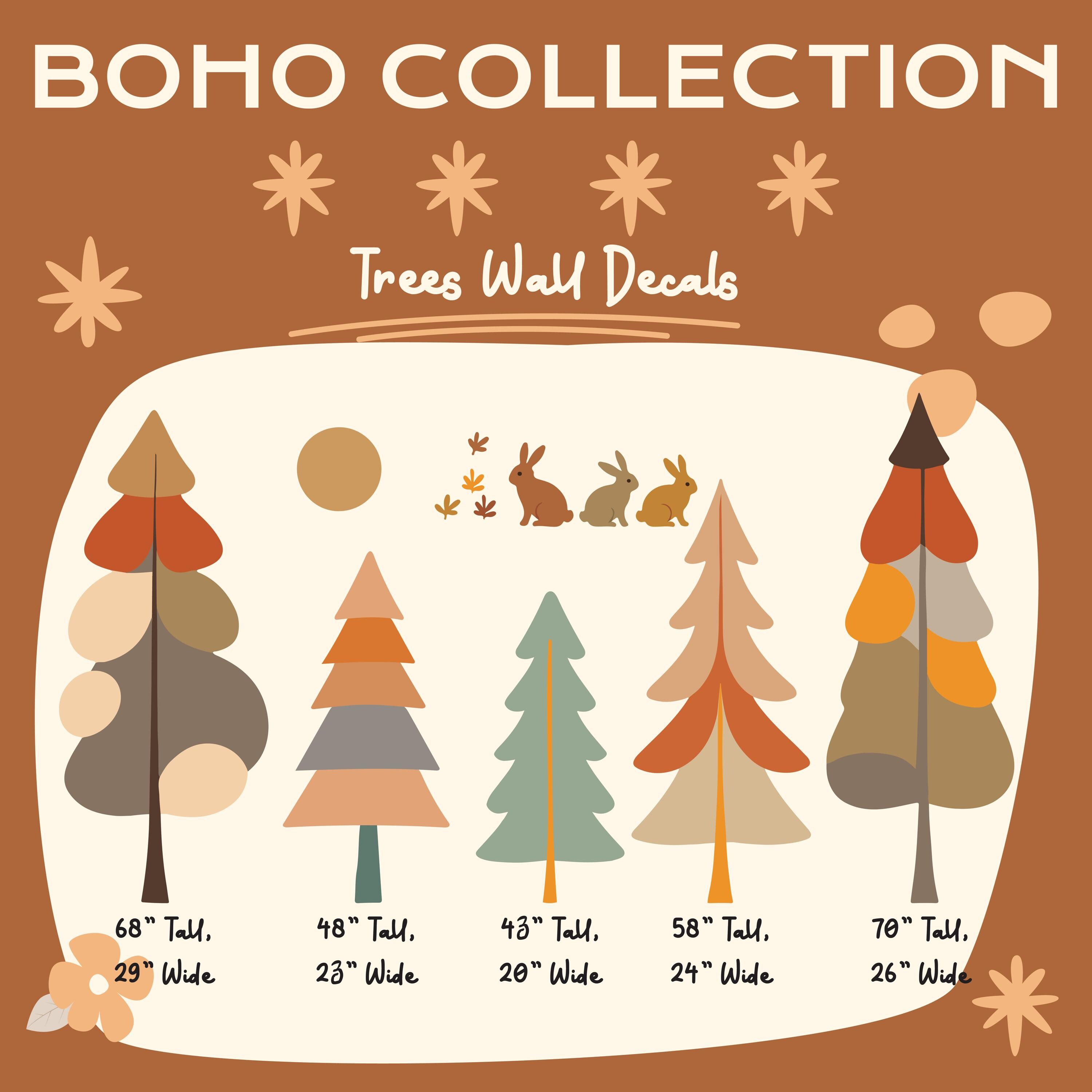 Sticker Brou Tree Boho Trees and Bunnies Wall Decals | Woodland Nursery Decor | Set of 5 ...