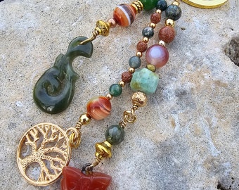 Gemstones Purse Charm - Backpack Charm - Purse Bling - Beaded Purse Charm - Purse Jewelry - Keychain Bling -  Bag Bling, One of a Kind