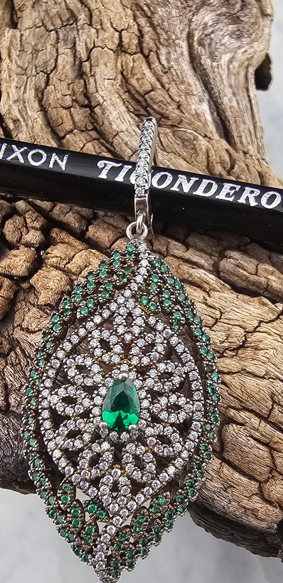 Sam & Co  925 Earrings Emerald  and  diamond color - image 2