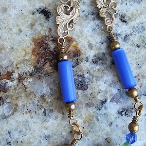 Blue  and green  Beaded Eyeglass Chain, Reading Glasses Chain, Eyeglass Holder, Eyeglass Necklace, Lanyard for Glasses