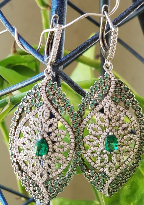 Sam & Co  925 Earrings Emerald  and  diamond color - image 3