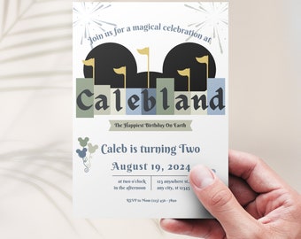 ANY AGE Disneyland Birthday Invitation, Disneyland Birthday, Canva Template, Disney Party