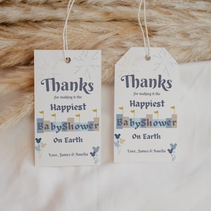 Etiquetas personalizadas de favor de fiesta de Disneyland, favores de fiesta de bricolaje, plantilla Canva, descarga digital