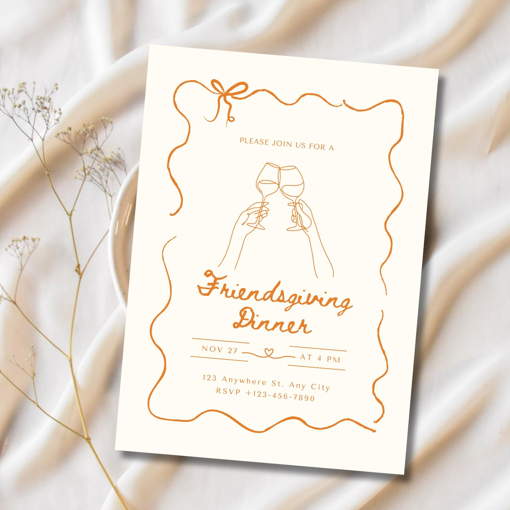 Editable Friendsgiving Invitation Template | 5x7 Digital Download ...