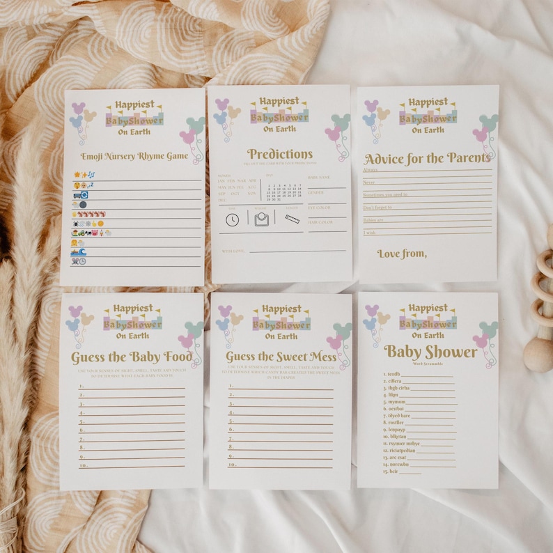The Happiest Baby Shower on Earth – A themed baby shower game bundle with classic games and designed with a playful Disney touch