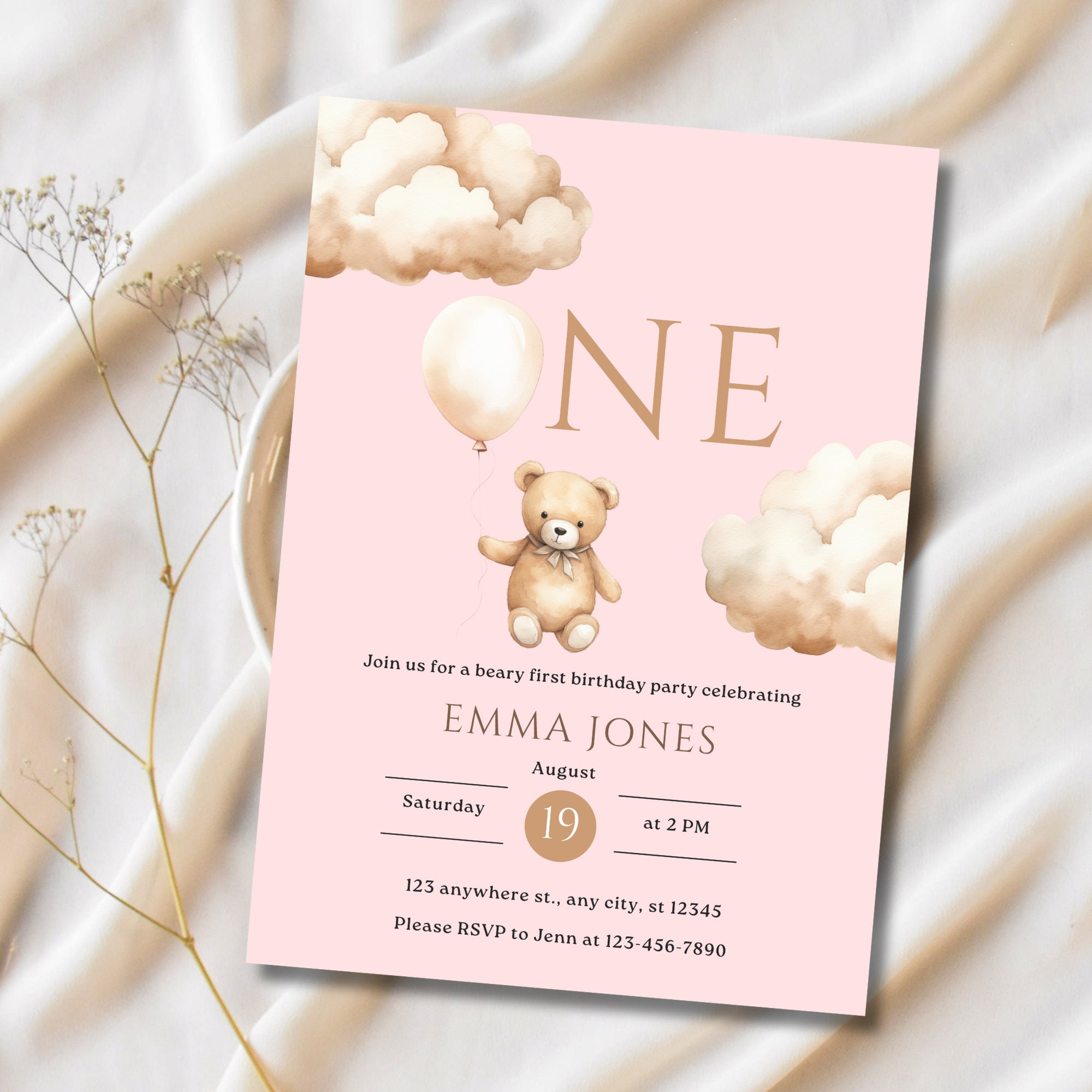 Printable Bear Birthday Invitation