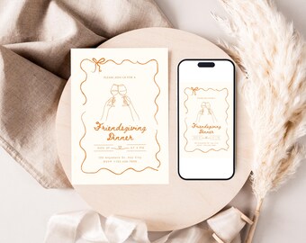 Editable Friendsgiving Invitation Template | 5x7 Digital Download | Thanksgiving Friendsgiving Invitation | Canva Template