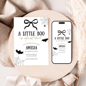 A Little Boo is Almost Due – Halloween Baby Shower Invitation | Editable Canva Template | Digital Download