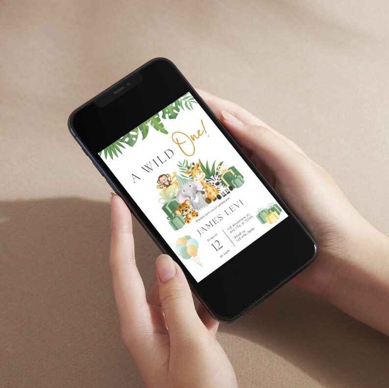 Wild One Birthday Invitation Template Editable Digital Download