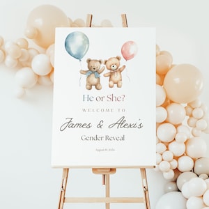 Bear Themed Gender Reveal Welcome Sign, Gender Reveal Party, Digital Download