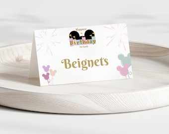 Disneyland Themed Birthday Food Tents, Food Labels, Birthday Decor, Happiest Birthday On Earth, Digital Download, Canva Template