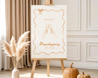Editable Friendsgiving Welcome Sign Template | 18x24 Digital Download | Thanksgiving Friendsgiving Sign | Canva Template