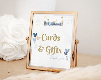 Disneyland Themed Baby Shower Sign Bundle - Editable Canva Template, DIY Baby Shower, Boy Baby Shower