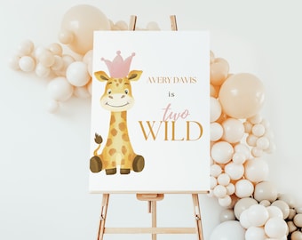 Editable Two Wild Birthday Welcome Sign Digital Download Second Birthday Safari Theme Birthday Sign