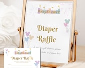 Disneyland Baby Shower Diaper Raffle Sign & Cards – Printable PDF Instant Download