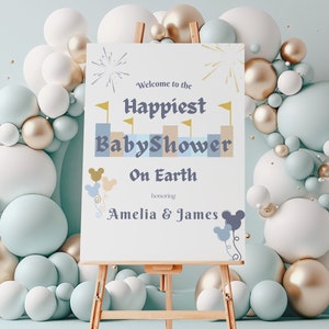 Disneyland Themed Baby Shower Willkommensschild - Bearbeitbare Canva Vorlage - Digitaler Download