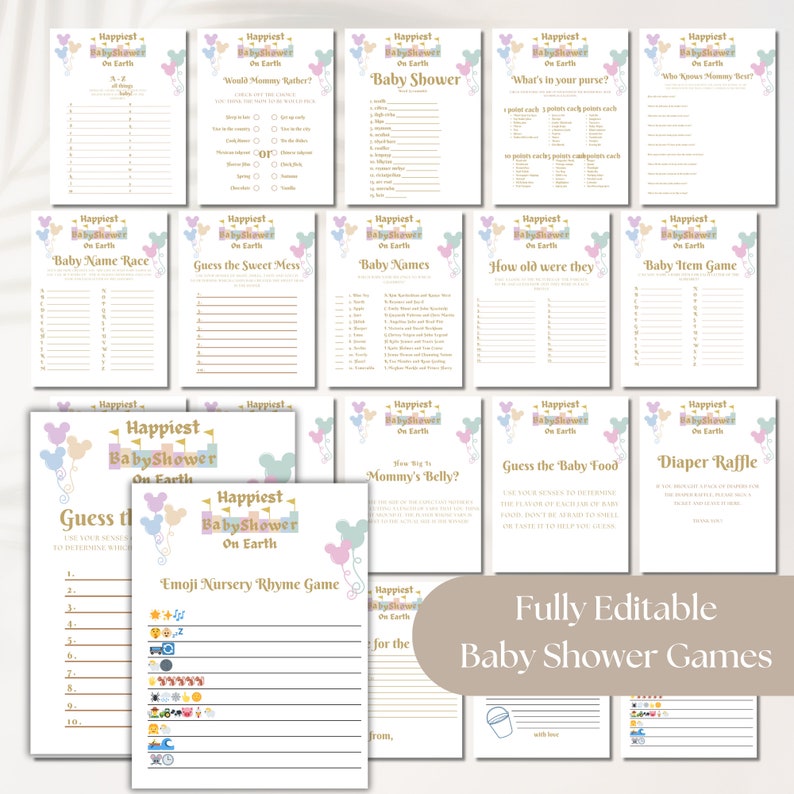 Disney-Inspired Baby Shower Fun – A collection of baby shower activities with a cheerful Disney theme, designed for easy printing and enjoyment with friends and family
