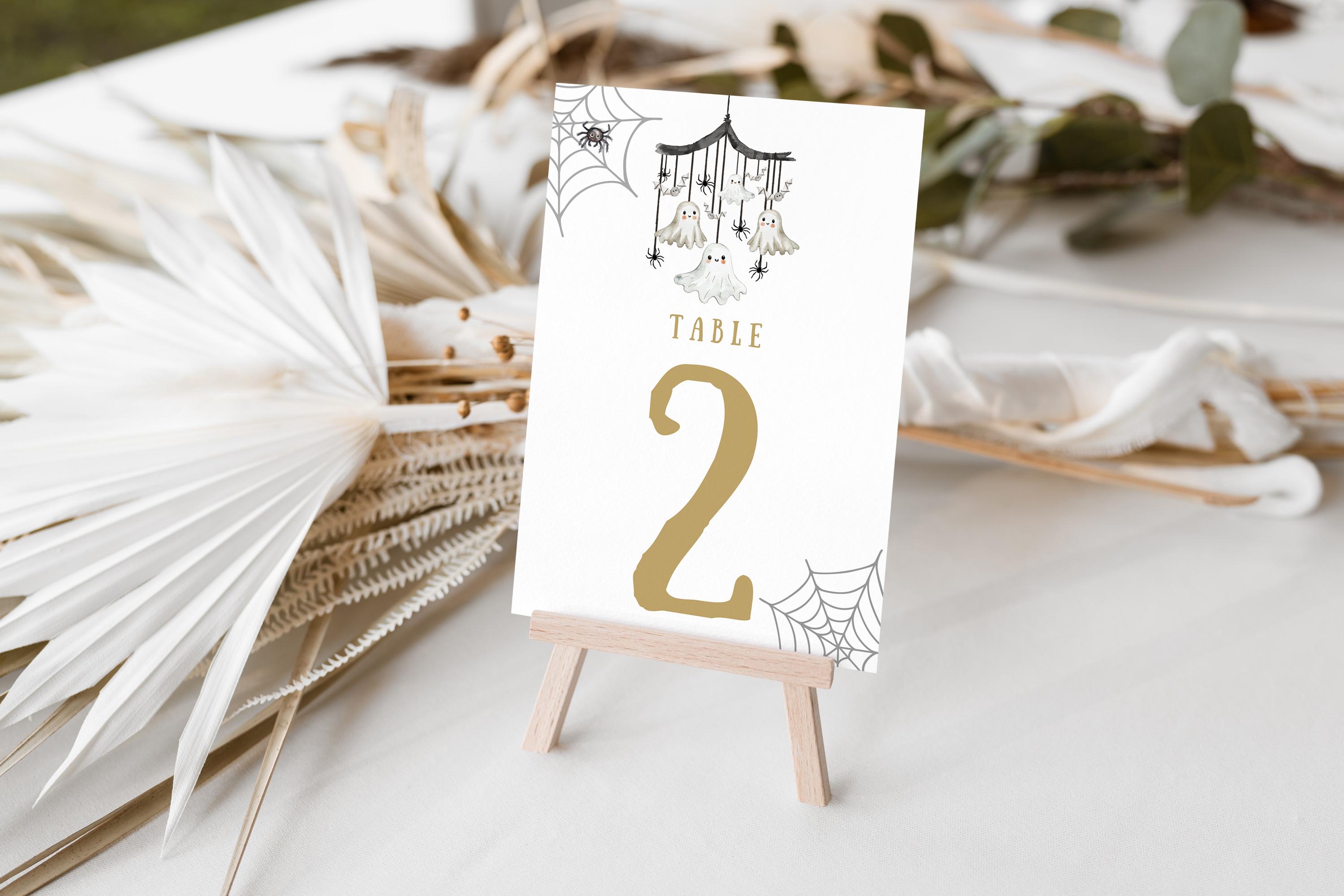 Baby Boo Number Two Editable Halloween Baby Shower Table Numbers, A Little Boo is Almost ...