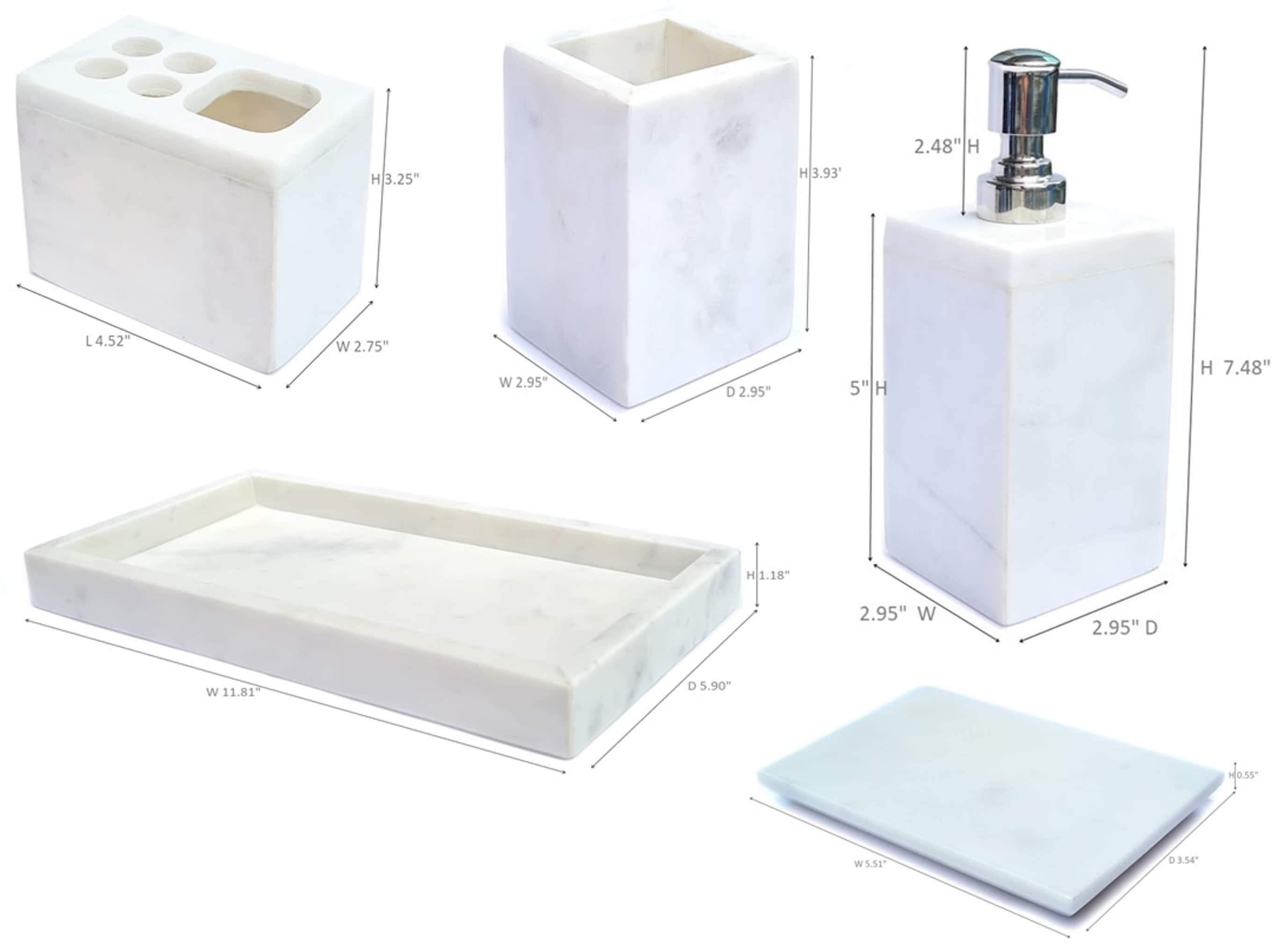 Luxurious Handcrafted Natural White Marble Bath Accessories, Set of 5 — free download