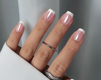 Uñas francesas cuadradas de calidad a presión