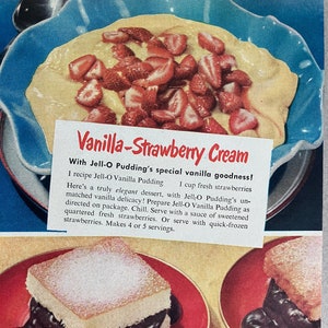 1947 Jell-O Puddings Vintage Ad &quot;For Fabulously Good Desserts&quot; Vintage Food Ad Vintage Jello Ad Jello Advertisement Retro Kitchen Decor