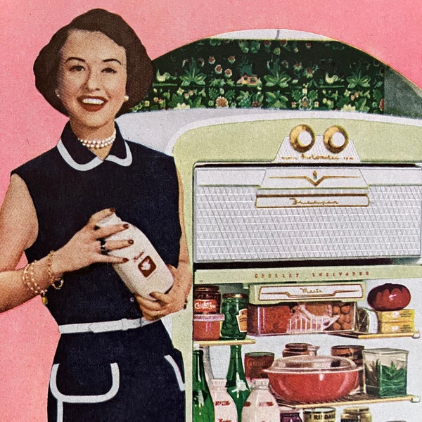 1954 Crosley Shelvador Refrigerator Vintage Ad Vintage Kitchen Decor Original Print Ad Vintage Housewife Home Appliance Ad 1950s Retro Decor