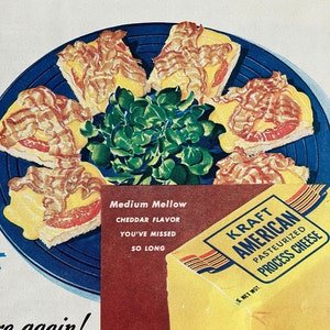 1947 KRAFT American Cheese Vintage Ad Kraft Food Company Vintage Print Ad Housewife Retro Kitchen Decor Vintage Kitchen Wall Art 1940s Decor