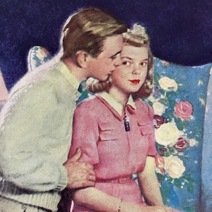 1943 Vintage Illustration Story Art 1940s Illustration Vintage Couple Romance Home Decor Vintage Magazine Print Wall Art Bedroom Decor
