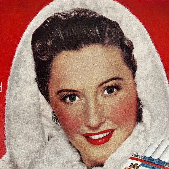 1949 Barbara Stanwyck Chesterfield Cigarettes Vintage Ad Old Hollywood  Movie Star Vintage Smoking Ad Classic Hollywood Old Advertisement