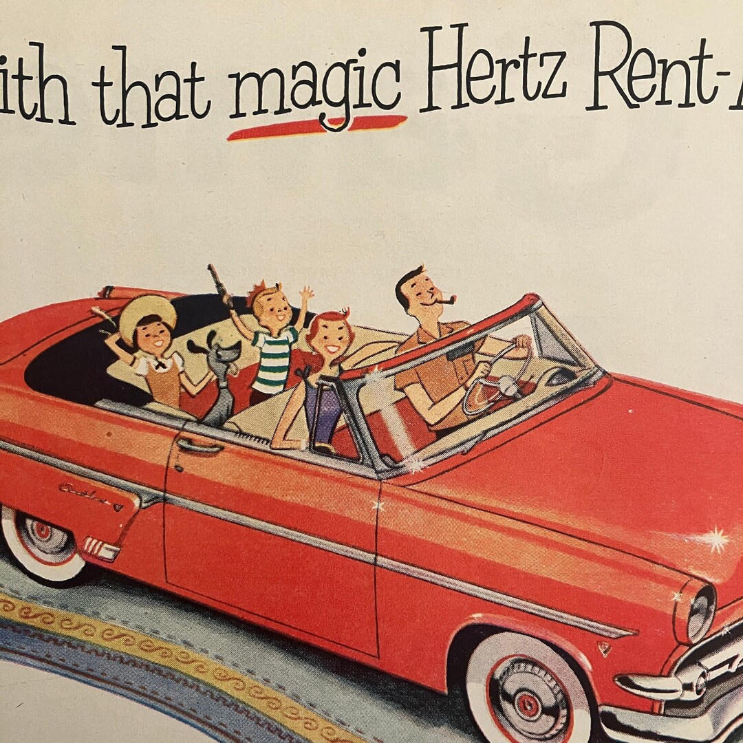 1954 Hertz Rent A Car Vintage Advertisement Rental Cars Vintage Ad