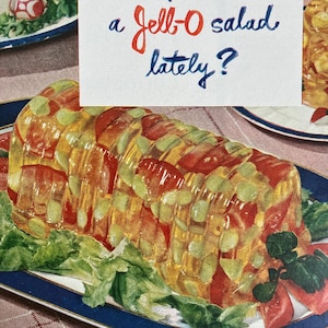 1951 Jell-O Vintage Ad, 1950s Jello Advertisement, Vintage Jell-O, Vintage Kitchen Decor, Retro Decor, 1950s Decor, 1950s Food Ad