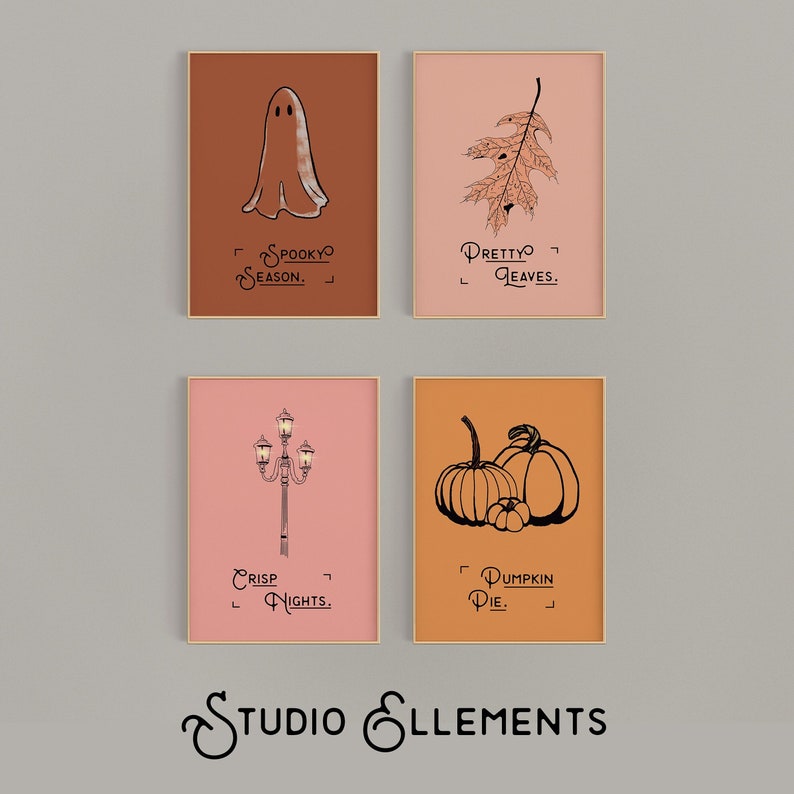 Set of 4 Fall and Halloween Posters Etsy