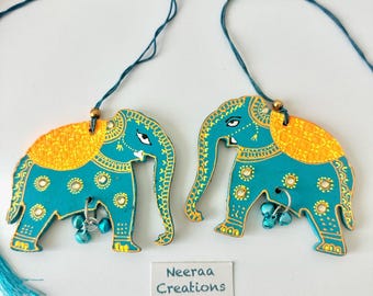 Hand painted Elephant Hanging (Set of 2)