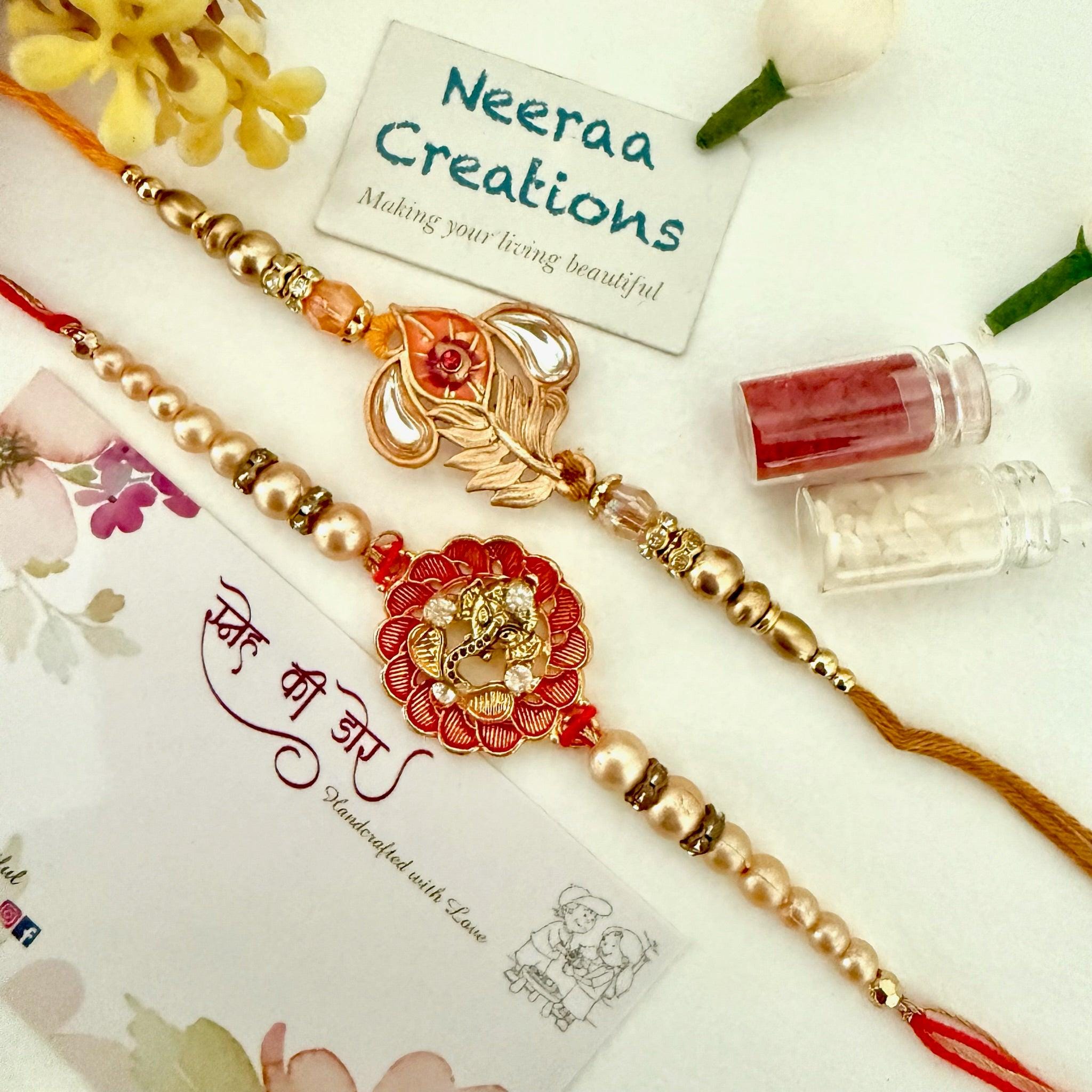 Ganesha and Morpankh Rakhi - Set of 2