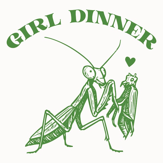 Girl Dinner SVG PNG, Funny Praying Mantis Eating Male Mantis