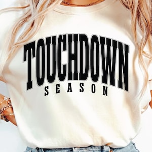 Touchdown Season Retro Football SVG PNG, Funny Football Fan, Game Day, Retro Football, Sublimation Design, Varsity Text.