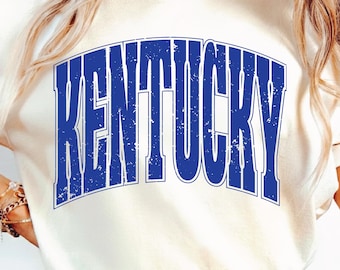 Kentucky SVG PNG, Varsity Text, Sublimation Design, Blue Kentucky Shirt, College Aesthetic Kentucky State.