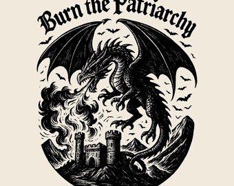 Brucia il drago del patriarcato SVG, file PNG per il taglio dell'emancipazione femminile