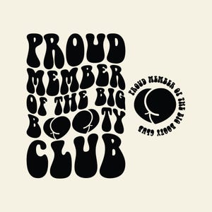 Big Booty Club Retro Design, grappige quote, PNG SVG snijbestand