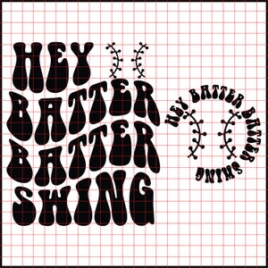 Hey Batter Batter Swing SVG PNG Cut File Cricut, Baseball svg Retro baseball svg Baseball png Summer retro svg Baseball mom svg Groovy svg