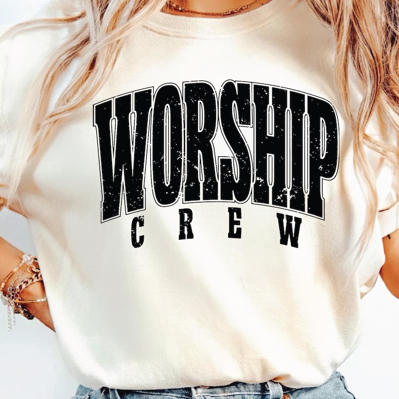 Worship Crew Svg Png, Worship Shirt Svg, Youth Group Png, Church Tshirt Design, Ministry Cut File, Bible Study T-shirt Sublimation Quote. image 1