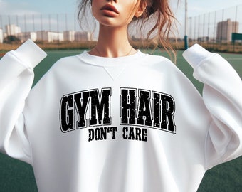 Gym Hair Don't Care Svg Png, Funny Workout, Funny Fitness, Gym Life, Workout, Retro Vintage Design.