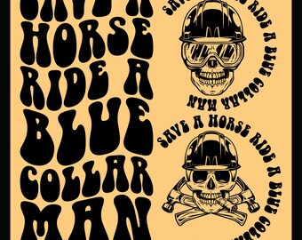 Save a Horse Ride a Blue Collar Man Neon Orange Hoodie