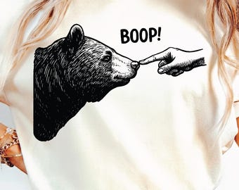 Bear Finger Touching Nose SVG PNG, Grizzly Bear, Papa Bear, Black Bear, Funny Vintage Animal, Funny Meme Sayings, Sublimation Design.