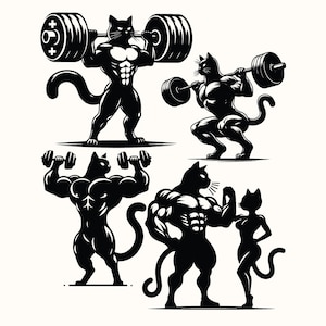 Cat Gym Svg Png, Bodybuilder Svg, Gym Svg, Bodybuilding Svg, Cat Svg, Muscular Cat Svg, Fitness Workout Svg, Sublimation Design.